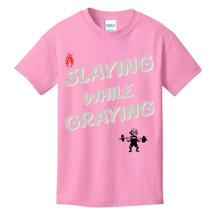 Slaying While Graying Kids T-Shirt