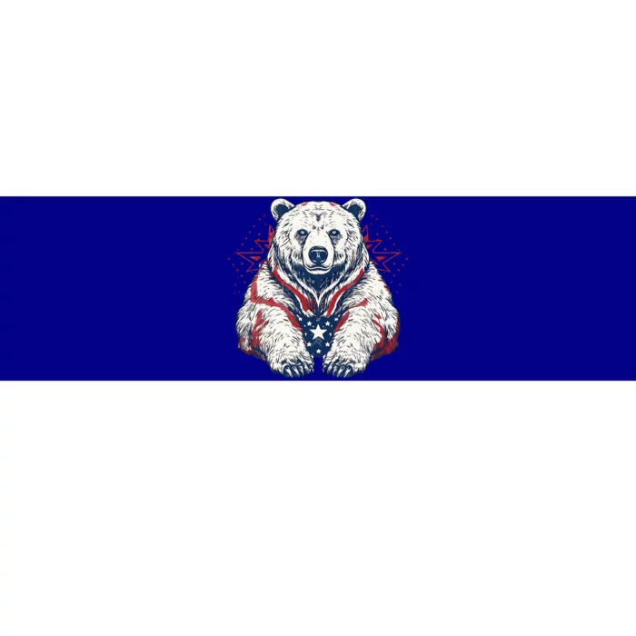 Sketchy White Grizzly Patriotic Bear 4th Of July Stars Bumper Sticker