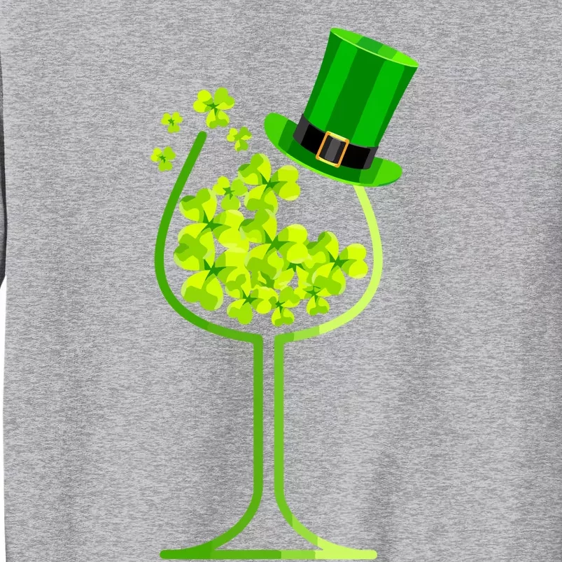 Shamrock Wine Glass Funny St Patricks Day Tall Sweatshirt