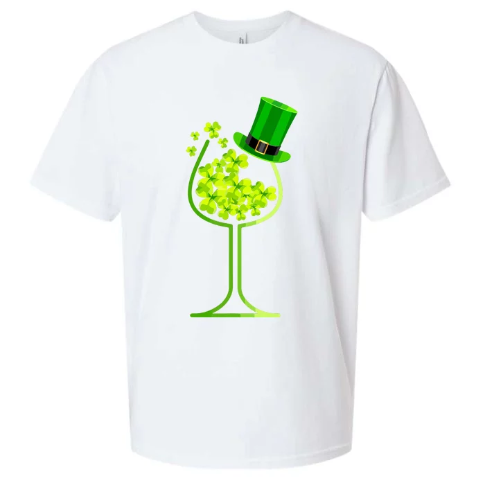 Shamrock Wine Glass Funny St Patricks Day Sueded Cloud Jersey T-Shirt