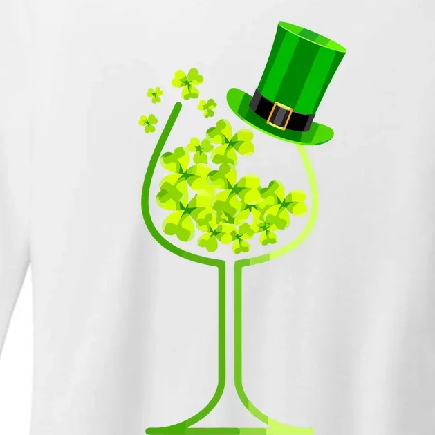 Shamrock Wine Glass Funny St Patricks Day Womens CVC Long Sleeve Shirt