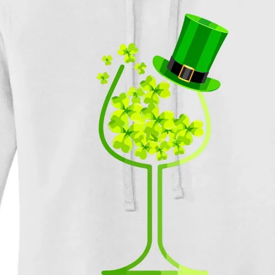 Shamrock Wine Glass Funny St Patricks Day Women's Pullover Hoodie