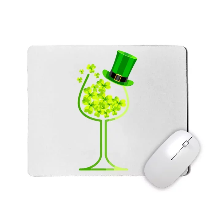 Shamrock Wine Glass Funny St Patricks Day Mousepad