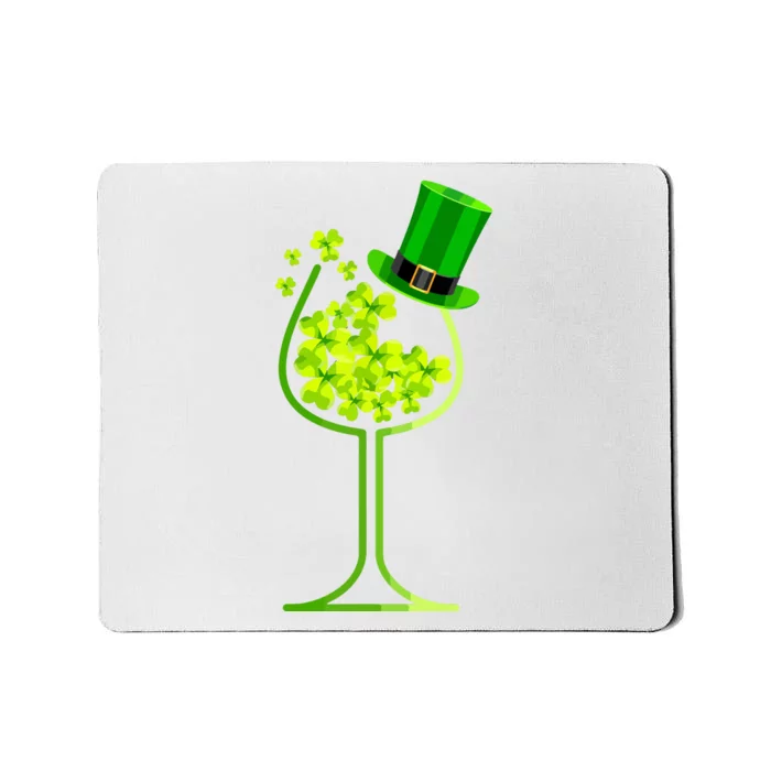 Shamrock Wine Glass Funny St Patricks Day Mousepad