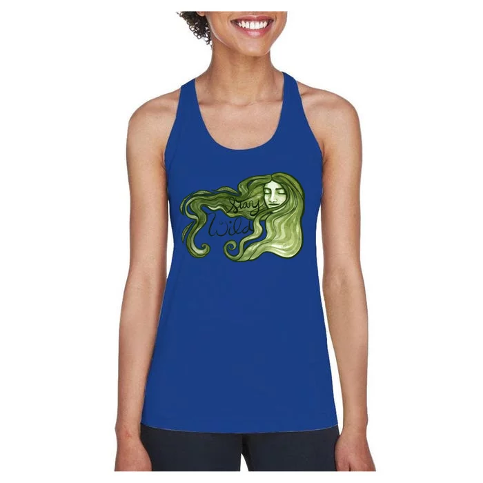 Stay Wild Goddess Artwork Green Witch Druid Witchcraft Great Gift Women's Racerback Tank