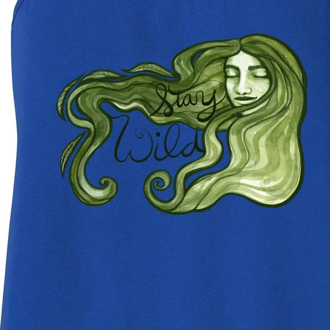 Stay Wild Goddess Artwork Green Witch Druid Witchcraft Great Gift Women's Racerback Tank