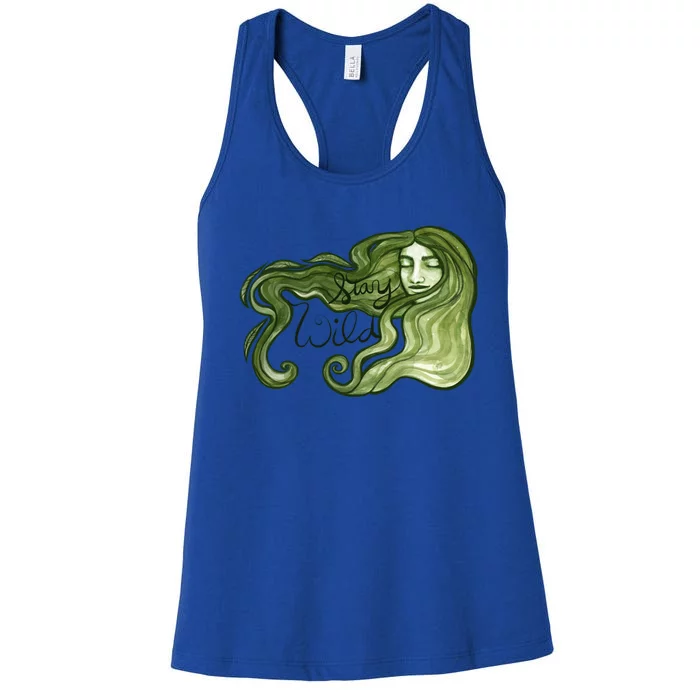 Stay Wild Goddess Artwork Green Witch Druid Witchcraft Great Gift Women's Racerback Tank