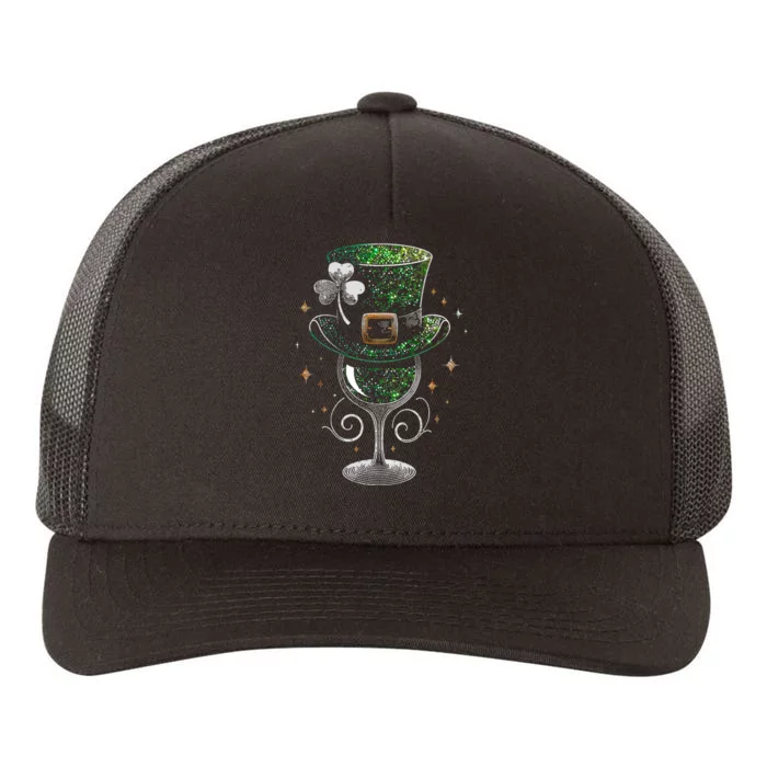 Shamrock Wine Glasses Drinking St Patricks Day Irish Women Yupoong Adult 5-Panel Trucker Hat