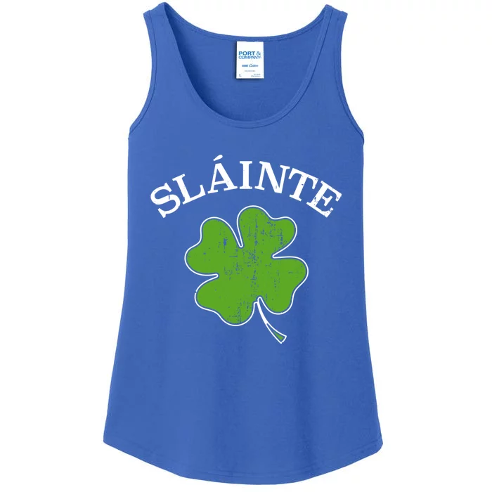 Slainte With Green Shamrock Clover For St Patricks Day Gift Ladies Essential Tank