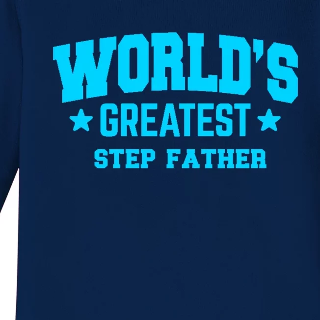 Stepfather Worlds Greatest Blue Gift Baby Long Sleeve Bodysuit