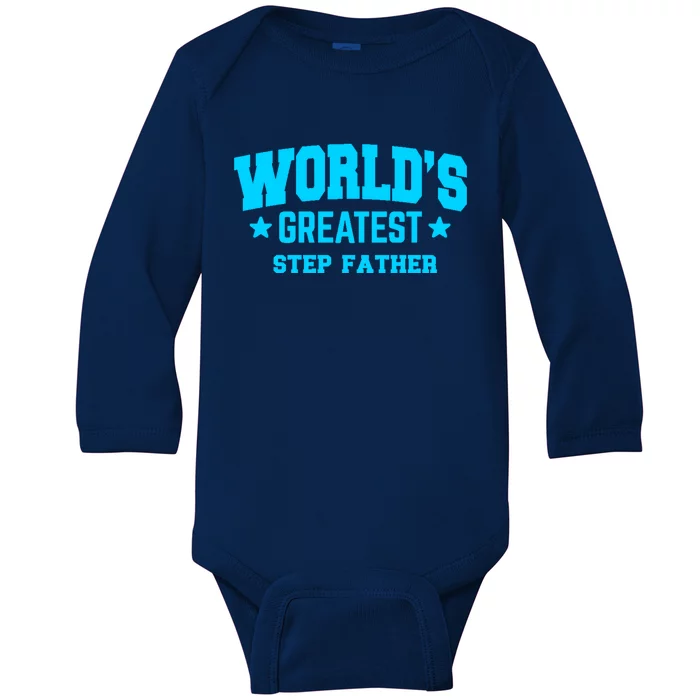 Stepfather Worlds Greatest Blue Gift Baby Long Sleeve Bodysuit