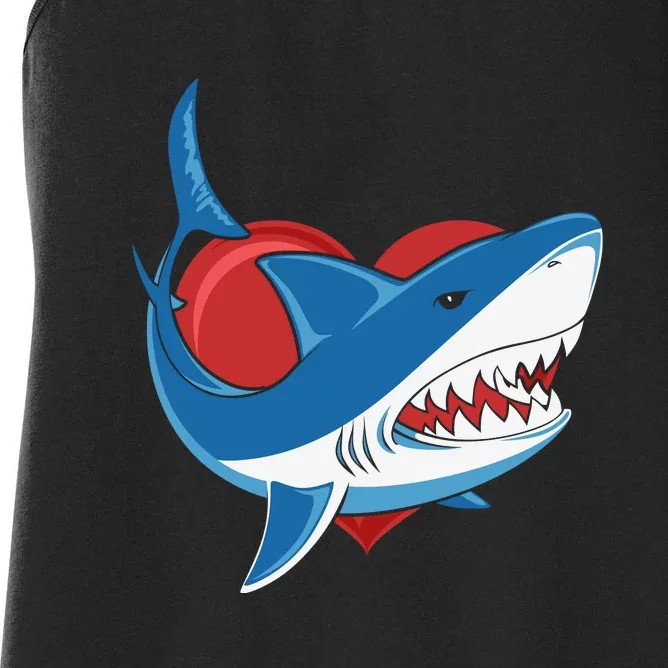 Shark With Heart, Shark Lovers Valentine Gift For Valentine Day Women's Racerback Tank