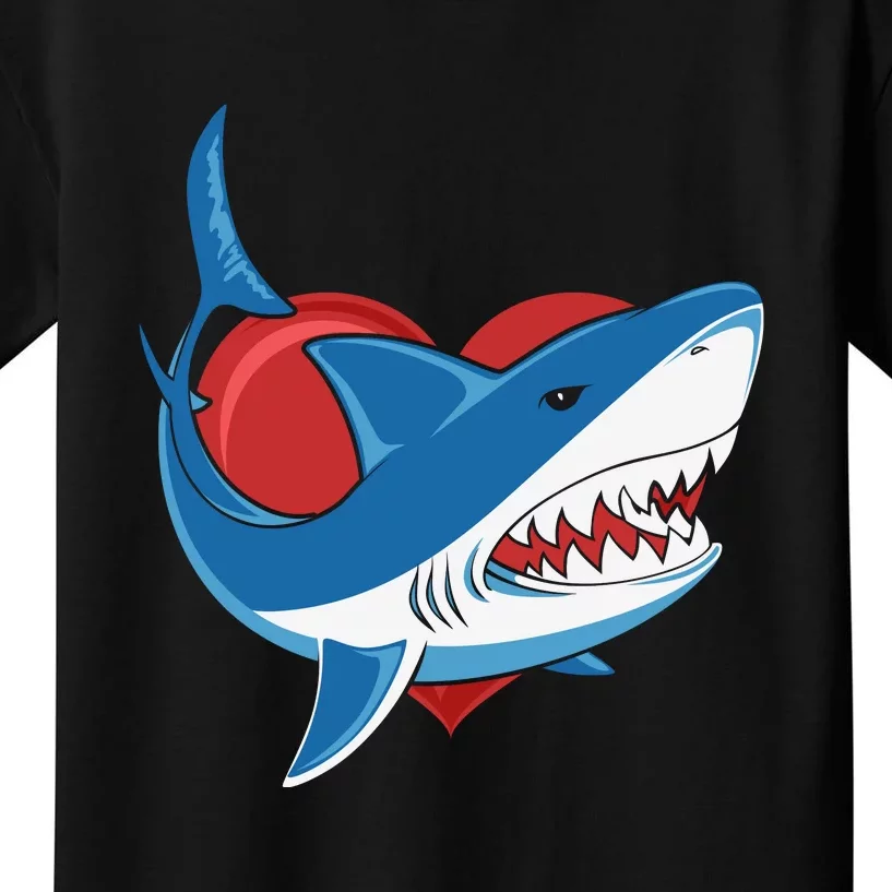 Shark With Heart, Shark Lovers Valentine Gift For Valentine Day Kids T-Shirt