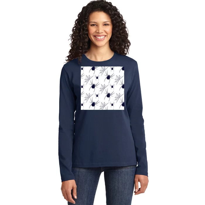 Spider Webs Halloween Ladies Long Sleeve Shirt