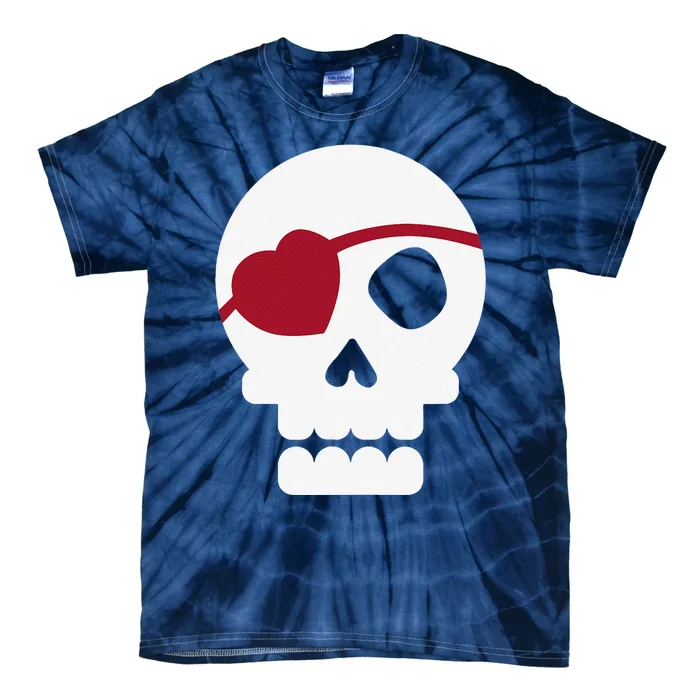 Skull With Heart Eye Patch Cute Valentine's Day Tie-Dye T-Shirt