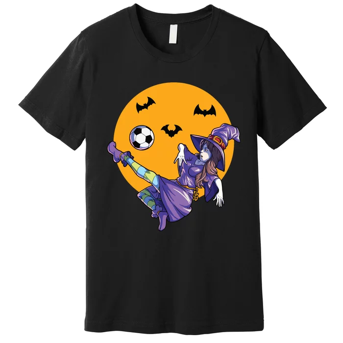 Soccer Witch Halloween Women Girl Soccer Halloween Premium T-Shirt