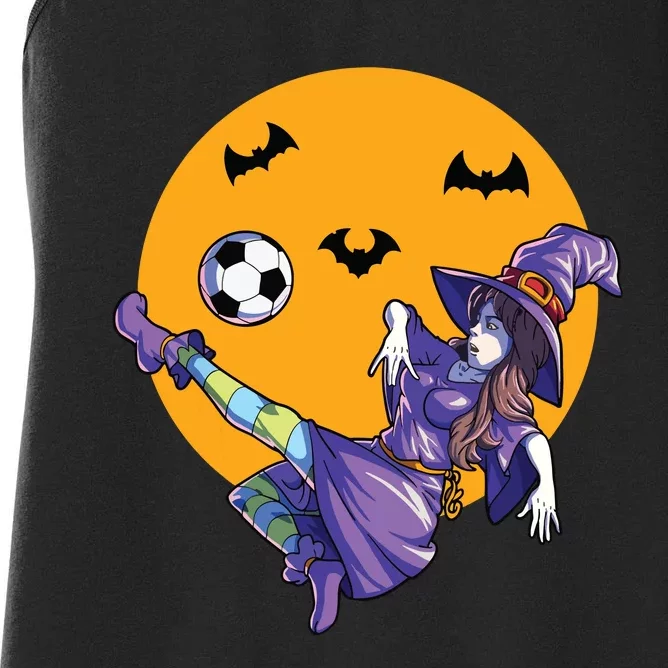 Soccer Witch Halloween Women Girl Soccer Halloween Women's Racerback Tank