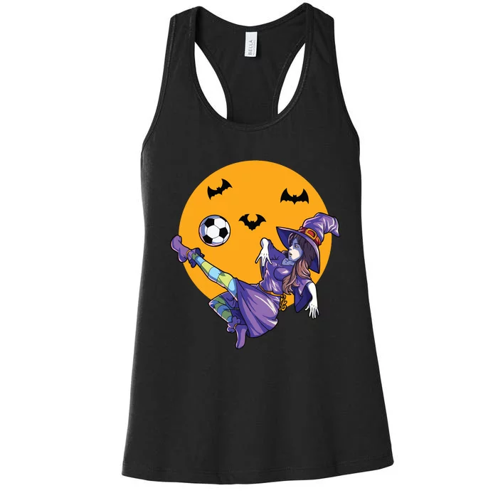 Soccer Witch Halloween Women Girl Soccer Halloween Women's Racerback Tank