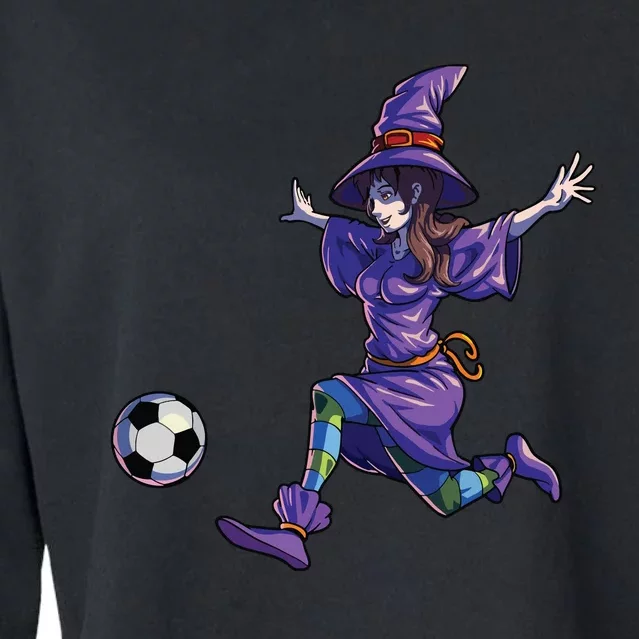 Soccer Witch Halloween Women Girl Soccer Halloween Cropped Pullover Crew