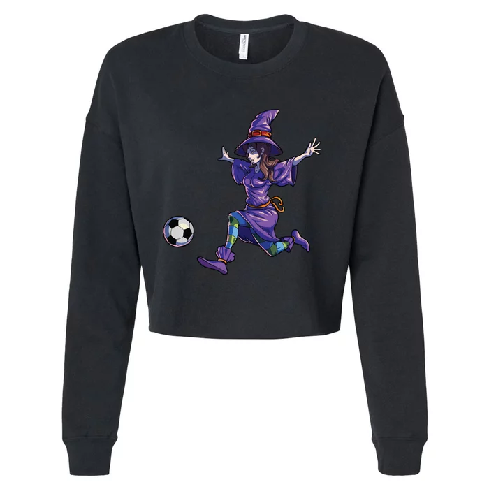 Soccer Witch Halloween Women Girl Soccer Halloween Cropped Pullover Crew