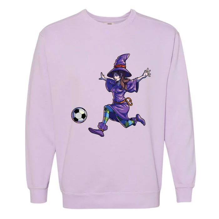 Soccer Witch Halloween Women Girl Soccer Halloween Garment-Dyed Sweatshirt