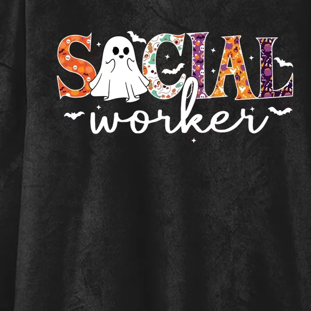 Social Worker Halloween Retro Ghost Halloween Social Worker Hooded Wearable Blanket