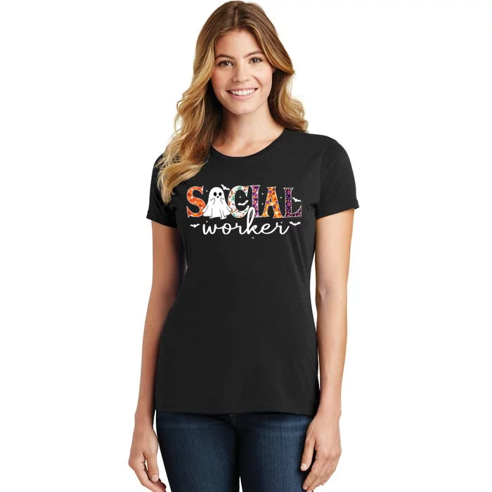 Social Worker Halloween Retro Ghost Halloween Social Worker Women's T-Shirt