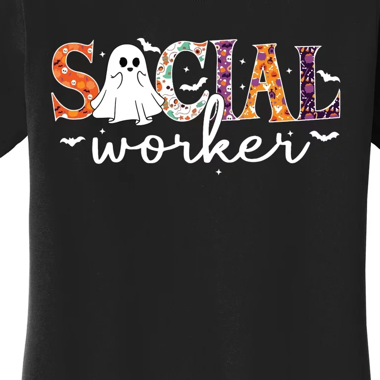 Social Worker Halloween Retro Ghost Halloween Social Worker Women's T-Shirt