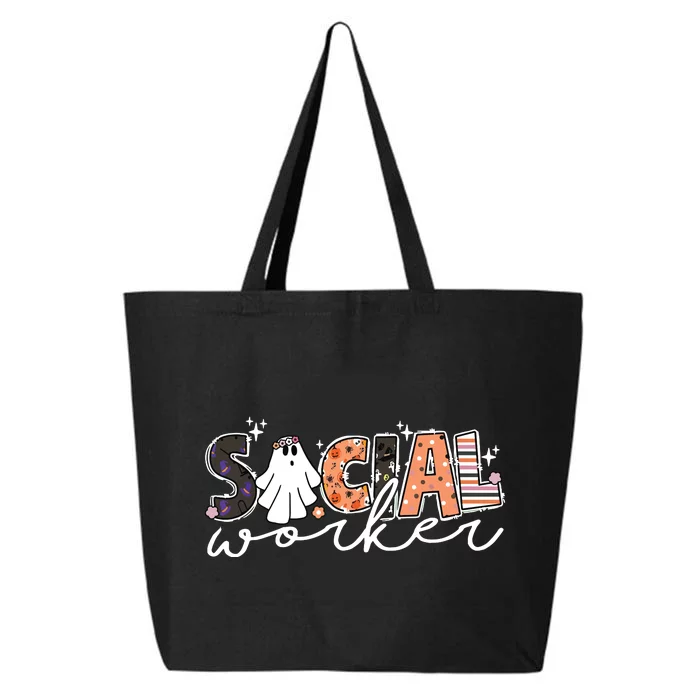 Social Worker Halloween School Social Work Retro Ghost Funny 25L Jumbo Tote