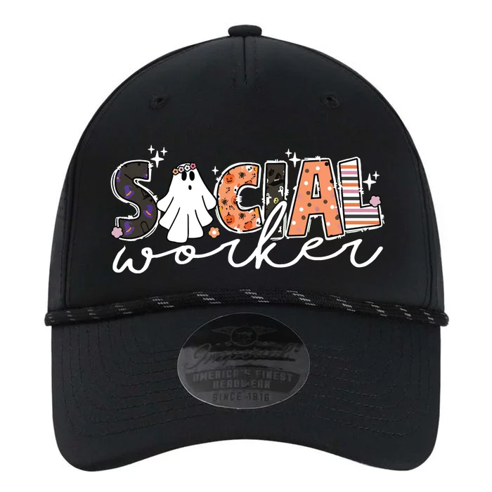 Social Worker Halloween School Social Work Retro Ghost Funny Performance The Dyno Cap