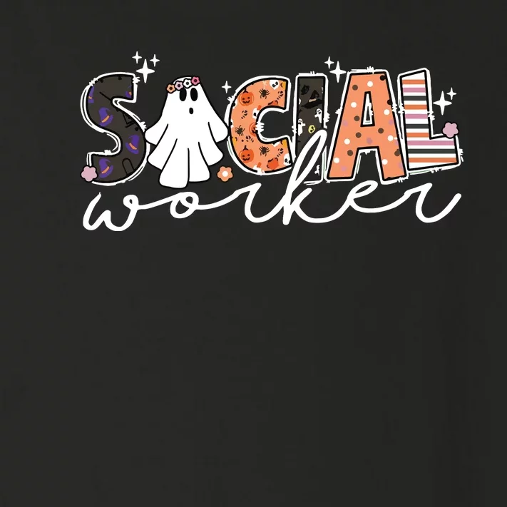 Social Worker Halloween School Social Work Retro Ghost Funny Toddler Long Sleeve Shirt