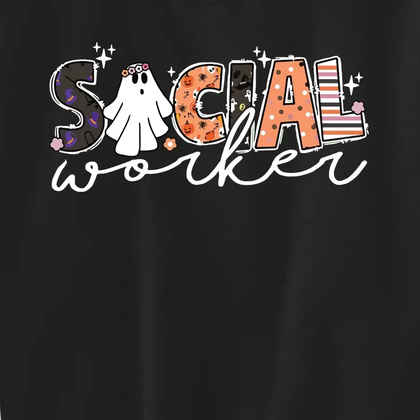 Social Worker Halloween School Social Work Retro Ghost Funny Kids Sweatshirt