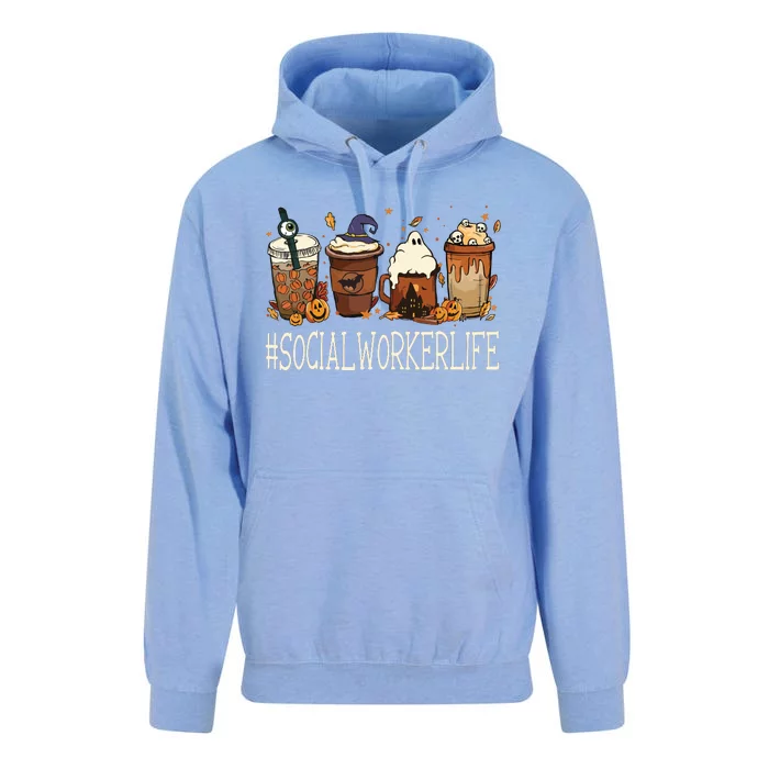 Social Worker Horror Fall Coffee Halloween Pumpkin Autumn Unisex Surf Hoodie