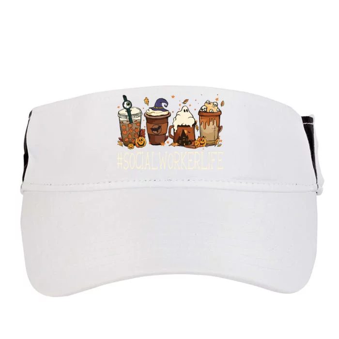 Social Worker Horror Fall Coffee Halloween Pumpkin Autumn Adult Drive Performance Visor