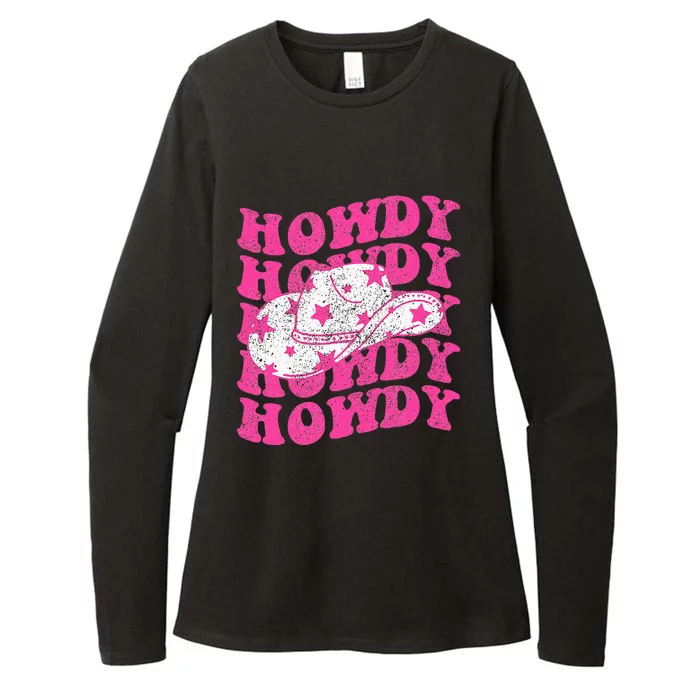 Southern Western Howdy Girl Country Rodeo Pink Cowgirl Retro Womens CVC Long Sleeve Shirt