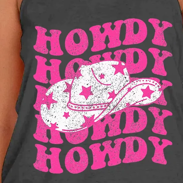 Southern Western Howdy Girl Country Rodeo Pink Cowgirl Retro Women's Knotted Racerback Tank