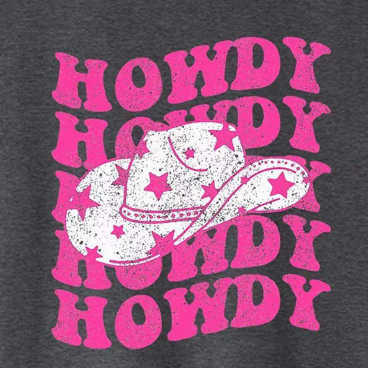 Southern Western Howdy Girl Country Rodeo Pink Cowgirl Retro Women's Crop Top Tee