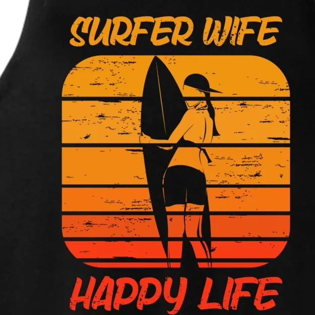 Surfing Wife Happy Life Beach Sup Longboard Summer Surfer Great Gift Ladies Tri-Blend Wicking Tank