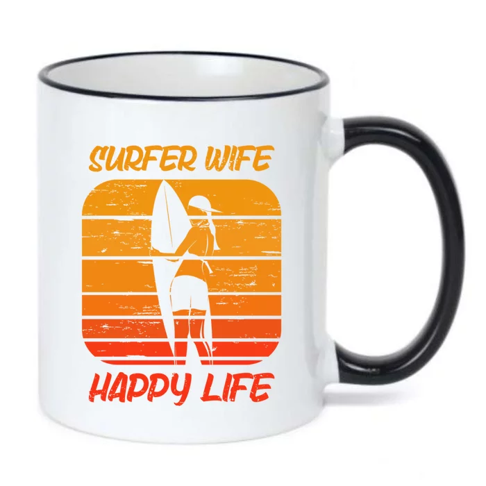 Surfing Wife Happy Life Beach Sup Longboard Summer Surfer Great Gift Black Color Changing Mug