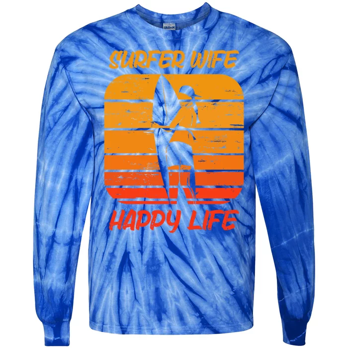 Surfing Wife Happy Life Beach Sup Longboard Summer Surfer Great Gift Tie-Dye Long Sleeve Shirt