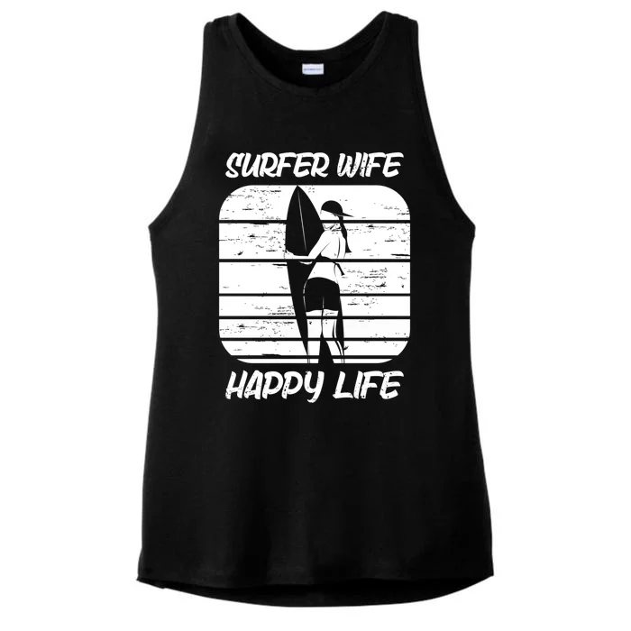 Surfing Wife Happy Life Beach Sup Longboard Summer Surfer Gift Ladies Tri-Blend Wicking Tank