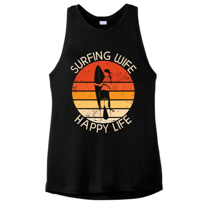 Surfing Wife Happy Life Beach Sup Longboard Summer Surfer Cool Gift Ladies Tri-Blend Wicking Tank