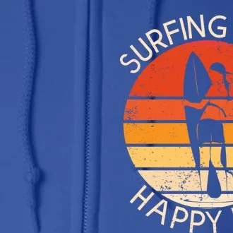 Surfing Wife Happy Life Beach Sup Longboard Summer Surfer Cool Gift Full Zip Hoodie