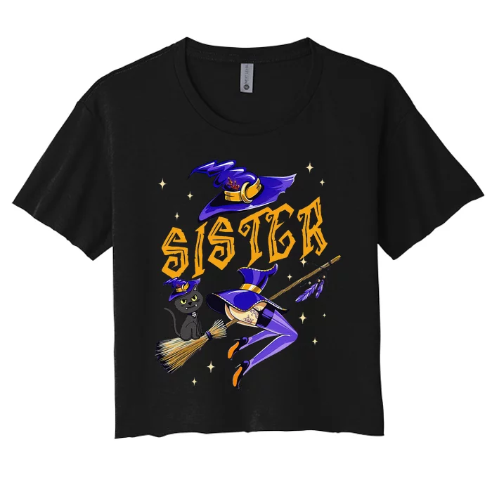 Sister Witch Halloween Party Matching Group Women's Crop Top Tee