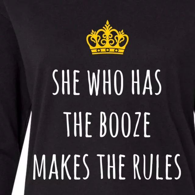 She Who Has The Booze Makes The Rules Funny Bartender Gift Womens Cotton Relaxed Long Sleeve T-Shirt