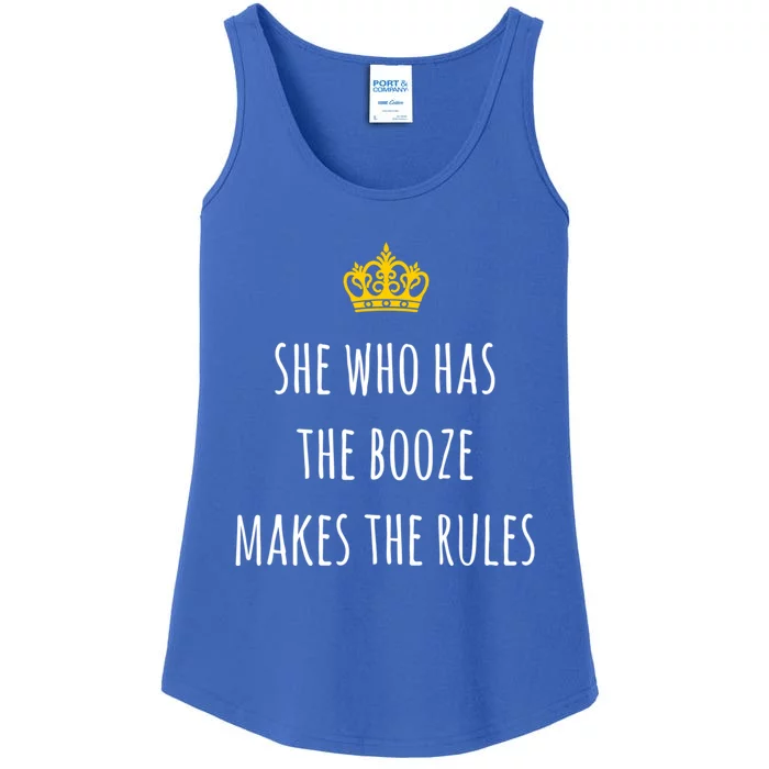 She Who Has The Booze Makes The Rules Funny Bartender Gift Ladies Essential Tank