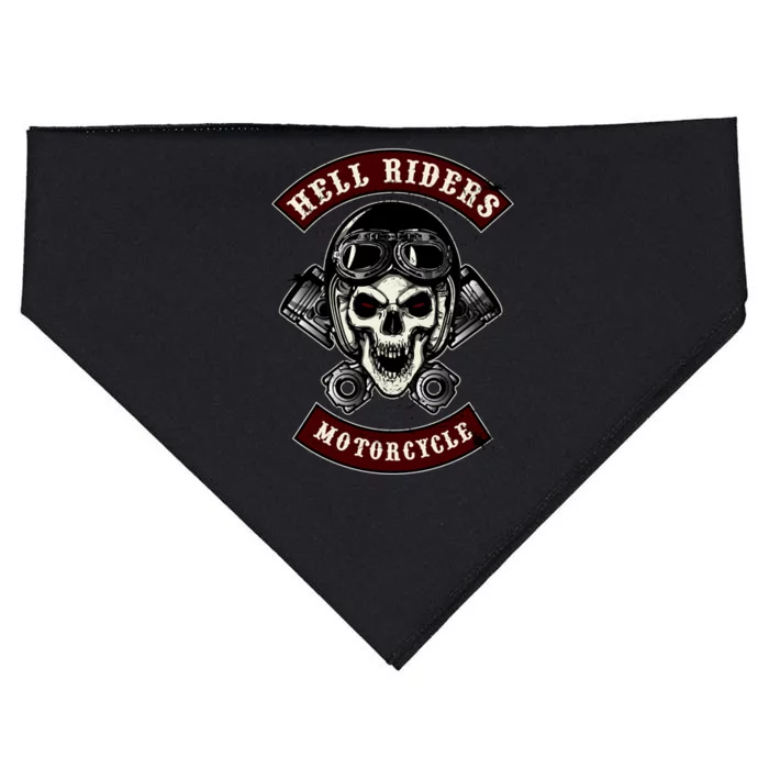 Skull With Helmet And Piston USA-Made Doggie Bandana