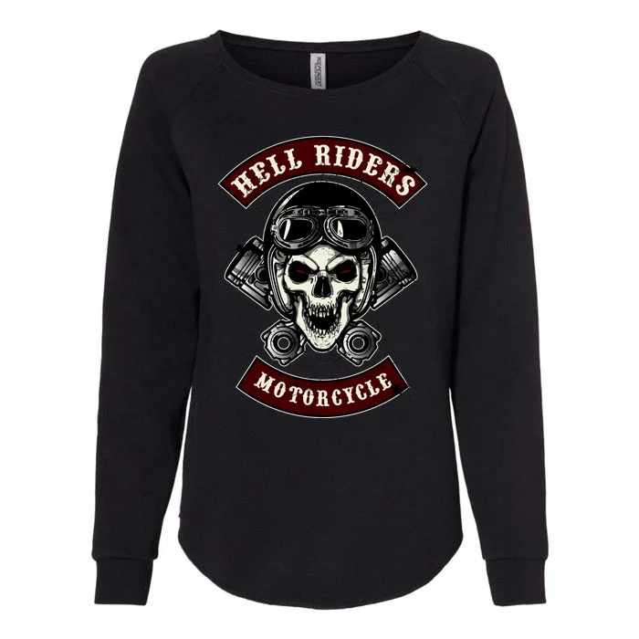 Skull With Helmet And Piston Womens California Wash Sweatshirt