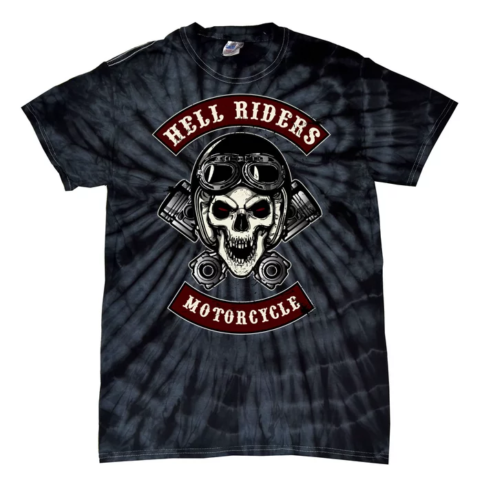 Skull With Helmet And Piston Tie-Dye T-Shirt