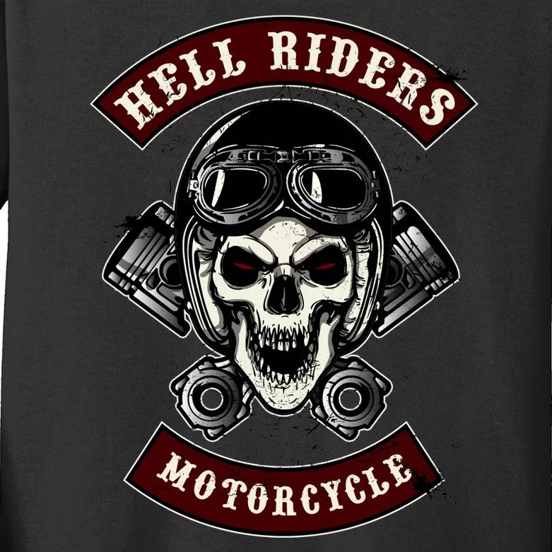 Skull With Helmet And Piston Kids Long Sleeve Shirt